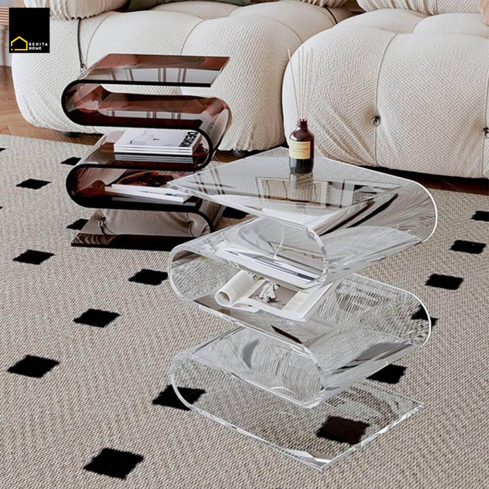 โต๊ะข้าง RENITA HOME รุ่น JERRY อะคริลิก สีน้ำตาล